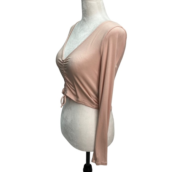 Aritzia Vida Cropped V-Neck Long Sleeve Top Size S - Picture 6 of 11